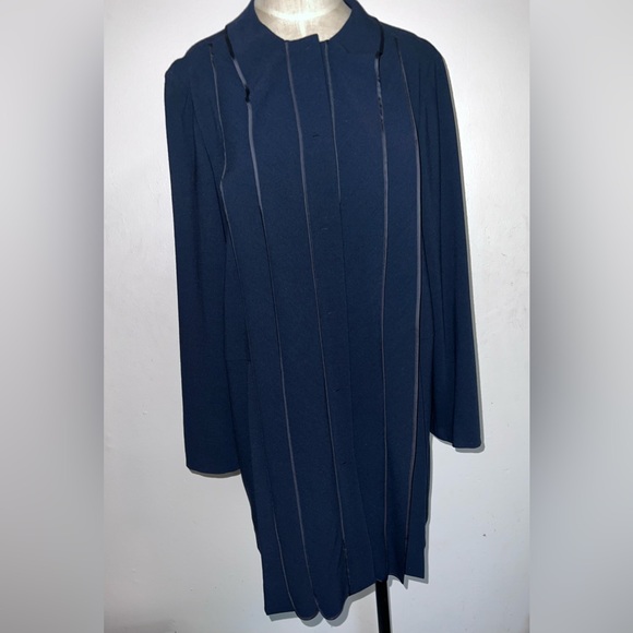 Moschino 2010 Runway Virgin Wool Navy Coat Jacket NWT Made In Italy Size 12 (US) - Picture 2 of 9